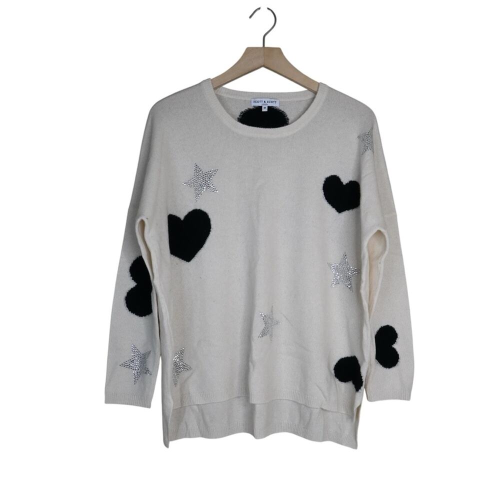 Scott & Scott London Womens M Rhinestone Embellished Cashmere Sweater